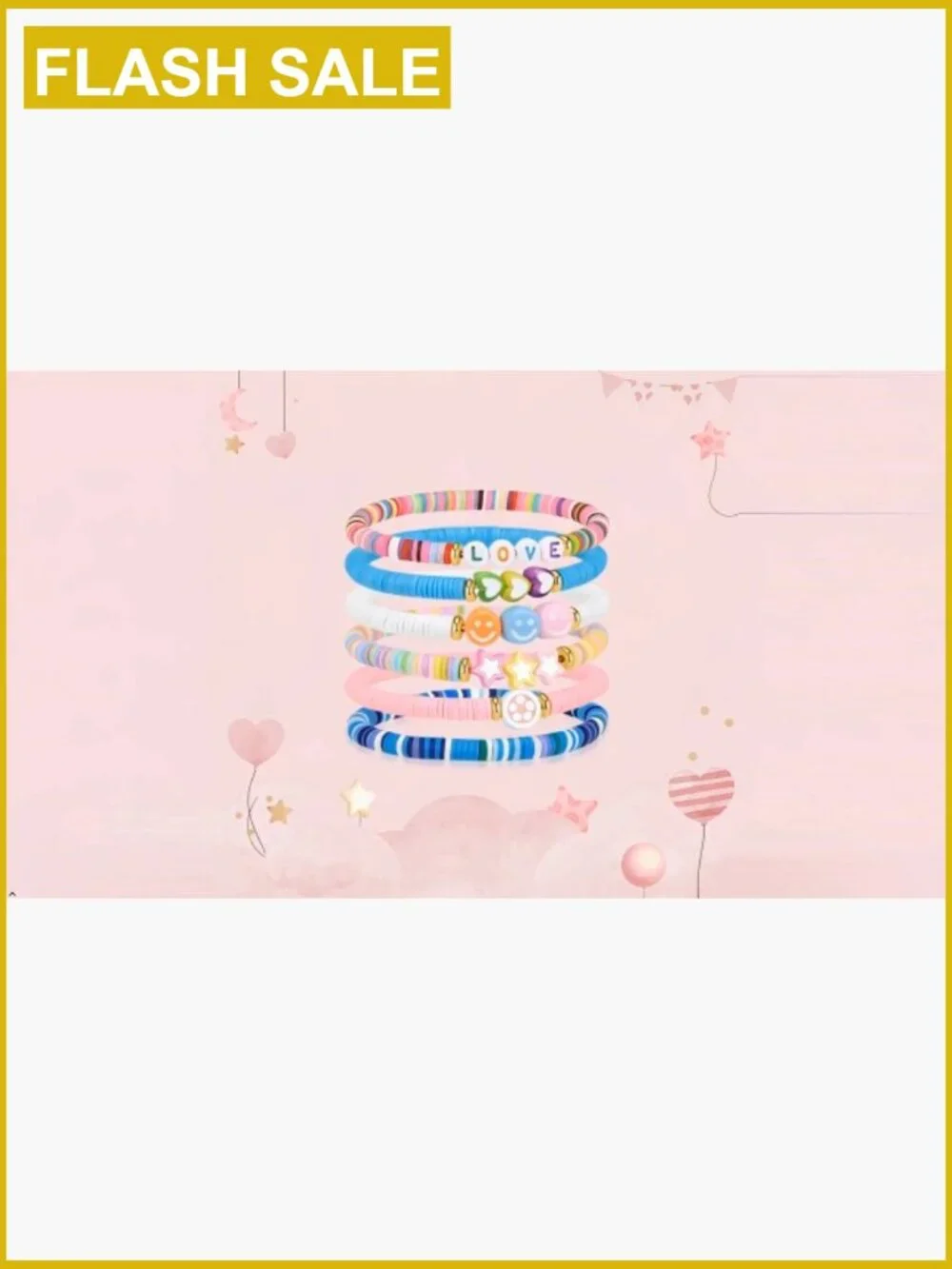 6 Clay Bead Friendship Bracelets for Teen Girls BFF Jewelry Set